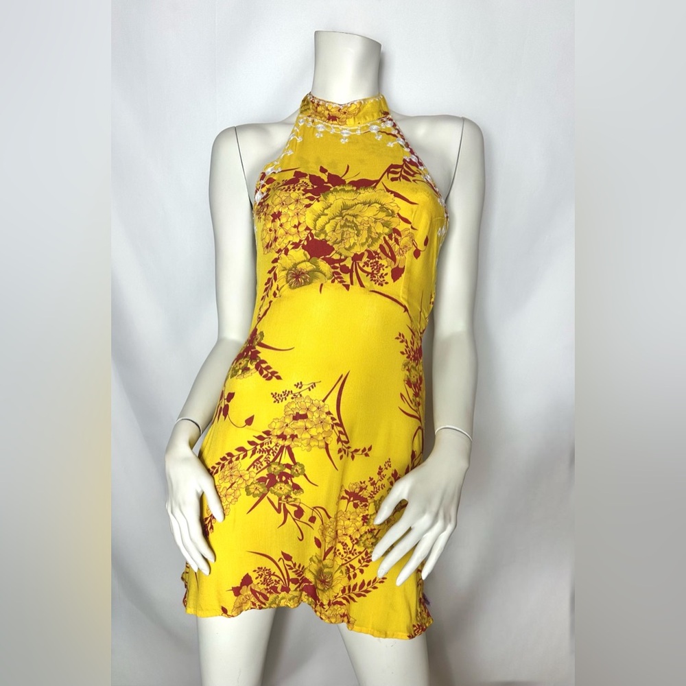 Arnhem Dress Yellow Floral Halter Size Small